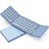 imageseenda Foldable Bluetooth Keyboard for Travel TriFolding Wireless Rechargeable MultiDevice Portable Keyboard with Touchpad for Laptop iPad Tablet PC Smartphone Windows iOS Android PinkBlue