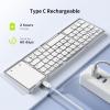 imageseenda Foldable Bluetooth Keyboard for Travel TriFolding Wireless Rechargeable MultiDevice Portable Keyboard with Touchpad for Laptop iPad Tablet PC Smartphone Windows iOS Android PinkSilver White