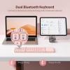 imageseenda Foldable Bluetooth Keyboard for Travel TriFolding Wireless Rechargeable MultiDevice Portable Keyboard with Touchpad for Laptop iPad Tablet PC Smartphone Windows iOS Android PinkPink