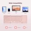 imageseenda Foldable Bluetooth Keyboard for Travel TriFolding Wireless Rechargeable MultiDevice Portable Keyboard with Touchpad for Laptop iPad Tablet PC Smartphone Windows iOS Android PinkPink