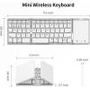 imageseenda Foldable Bluetooth Keyboard for Travel TriFolding Wireless Rechargeable MultiDevice Portable Keyboard with Touchpad for Laptop iPad Tablet PC Smartphone Windows iOS Android PinkSilver White