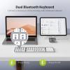 imageseenda Foldable Bluetooth Keyboard for Travel TriFolding Wireless Rechargeable MultiDevice Portable Keyboard with Touchpad for Laptop iPad Tablet PC Smartphone Windows iOS Android PinkSilver White