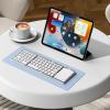 imageseenda Foldable Bluetooth Keyboard for Travel TriFolding Wireless Rechargeable MultiDevice Portable Keyboard with Touchpad for Laptop iPad Tablet PC Smartphone Windows iOS Android PinkSilver White