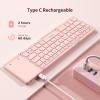 imageseenda Foldable Bluetooth Keyboard for Travel TriFolding Wireless Rechargeable MultiDevice Portable Keyboard with Touchpad for Laptop iPad Tablet PC Smartphone Windows iOS Android PinkPink