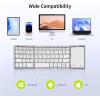 imageseenda Foldable Bluetooth Keyboard for Travel TriFolding Wireless Rechargeable MultiDevice Portable Keyboard with Touchpad for Laptop iPad Tablet PC Smartphone Windows iOS Android PinkSilver White