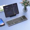 imageseenda Foldable Bluetooth Keyboard for Travel TriFolding Wireless Rechargeable MultiDevice Portable Keyboard with Touchpad for Laptop iPad Tablet PC Smartphone Windows iOS Android PinkDark Grey