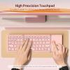 imageseenda Foldable Bluetooth Keyboard for Travel TriFolding Wireless Rechargeable MultiDevice Portable Keyboard with Touchpad for Laptop iPad Tablet PC Smartphone Windows iOS Android PinkPink
