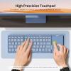 imageseenda Foldable Bluetooth Keyboard for Travel TriFolding Wireless Rechargeable MultiDevice Portable Keyboard with Touchpad for Laptop iPad Tablet PC Smartphone Windows iOS Android PinkBlue