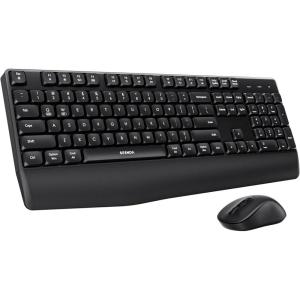 imageseenda Bluetooth Keyboard and Mouse 24G USB  Bluetooth Multi Device Ergonomic Keyboard Mouse Set FullSize Wireless Combo Compatible for Mac OSWindows PC Computers Laptops