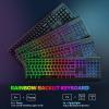 imageWireless Keyboard and Mouse Combo Backlit  seenda Rechargeable FullSize Illuminated Wireless Keyboard and Mouse Set 24Ghz Silent Keyboard and Mouse for Computer Laptops Windows Gaming Black
