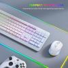 imageWireless Keyboard and Mouse Combo Backlit seenda Rechargeable FullSize Illuminated Wireless Keyboard and Mouse Set 24Ghz Silent Keyboard and Mouse for ComputerLaptopsWindowsGaming White