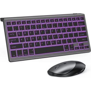 imageseenda Bluetooth Keyboard and Mouse Backlit for iOSiPadiPhone MultiDevice Wireless Keyboard and Mice Rechargeable Silent Portable US Layout for iPad ProAirMini iPad 97102 Inch iPhone Gray
