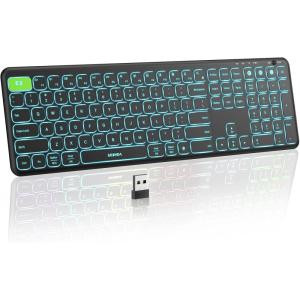 imageseenda MultiDevice Rechargeable Bluetooth Keyboard USB  Dual BT Backlit Compatible for Windows MacBook iPad Tablet  Black