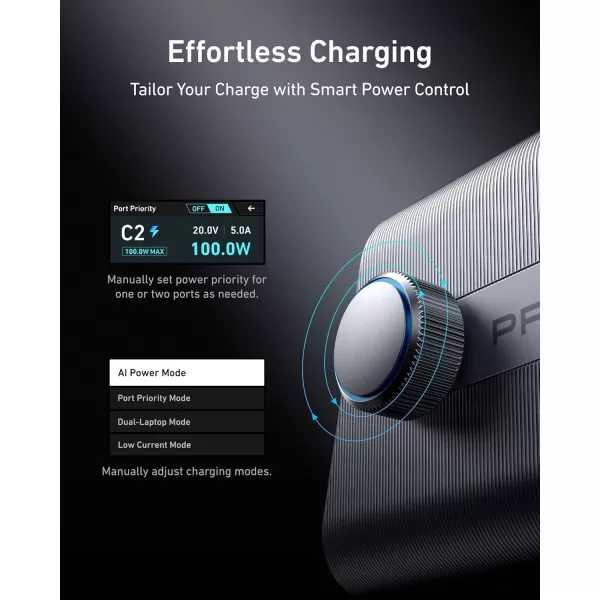 Anker Prime Charger 250W GaN Prime USB C Charging Station UltraFast 6Port 226quot LCD Display and Smart Control Dial Compatible with MacBook ProAir iPhone 161514 Galaxy and More Silver