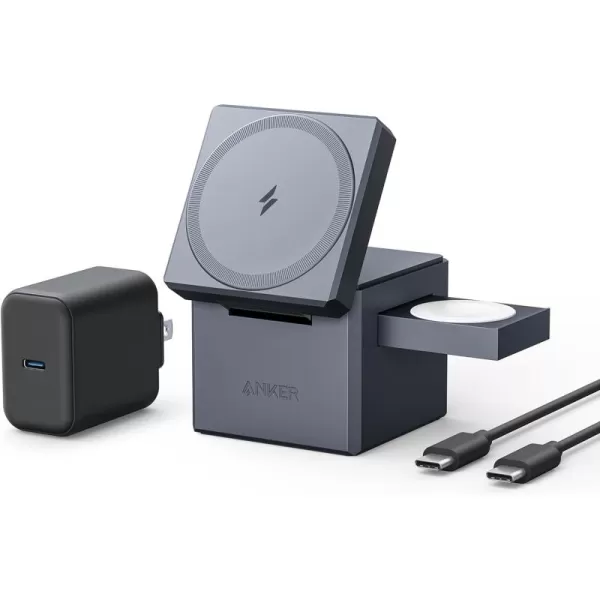 Anker MagSafe Charger Stand Wireless Charger 3in1 Cube 15W Foldable Fast Charging for iPhone 16151413 Apple Watch AirPods Charger Included