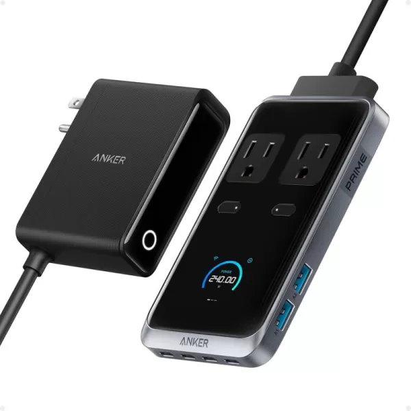 Anker Prime Charging Station 240W 8in1 USB C Power Strip 5 ft Detachable Extension Cord 2 AC 4 USB C 2 USB A for iPhone 1514 Desktop Accessory for MacBook Home Office Not for Travel