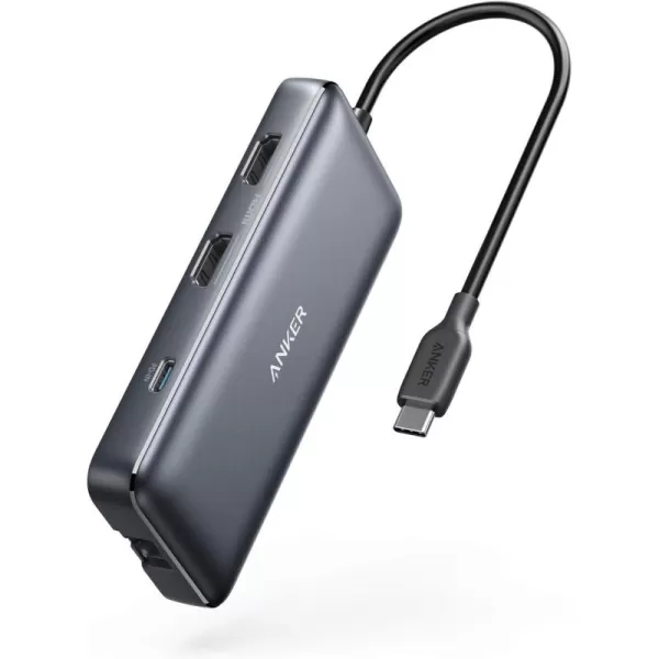 Anker 553 USBC Hub 8in1 USB C Dock Dual 4K HDMI USB C to USB Adapter 1 Gbps Ethernet USB Hub 100W Power Delivery SD Card Reader for MacBook Pro XPS and More