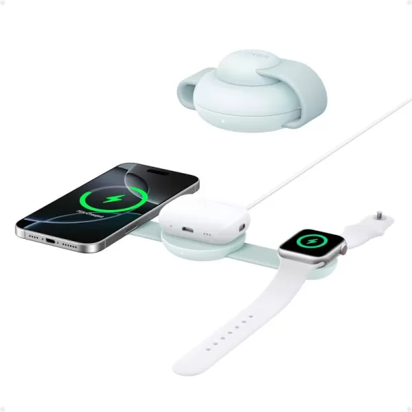 Anker MagSafe Compatible MagGo UFO 3in1 Charger iPhone 16 Wireless Charger Station Qi2 Certified 15W Foldable Travel Charging Pad for iPhone 15141312 AirPods Apple Watch Not a Power BankGreen