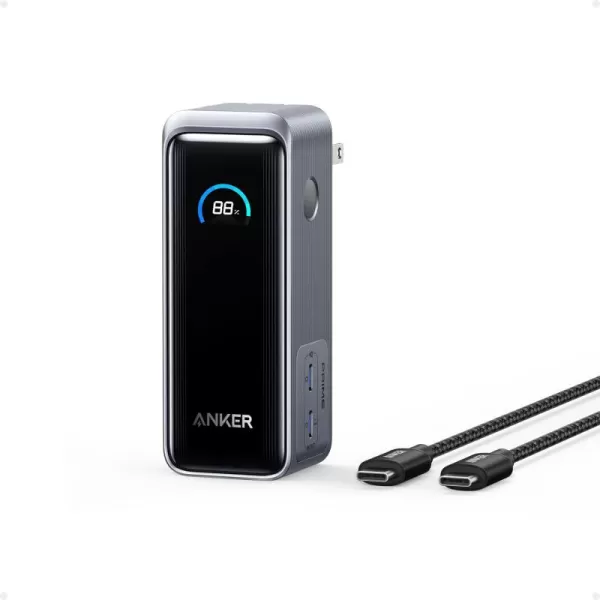 Anker Prime Power Bank 9600mAh Battery Pack with 65W Output Builtin AC Plug Supports PD 30 and PPS 30W Fast Recharging Sleek Portable Charger for MacBook Pro iPhone 15 Series Galaxy iPad