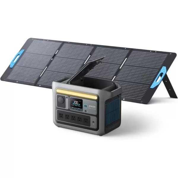 Anker SOLIX C800 Plus Portable Power Station 1200W Peak 1600W Solar Generator with Camping Lights 768Wh LiFePO4 Battery for Outdoor Camping RVs Road Trip Power Outages Optional Solar PanelAnker SOLIX C800200W Solar Panel