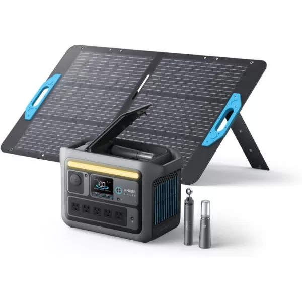 Anker SOLIX C800 Plus Portable Power Station 1200W Peak 1600W Solar Generator with Camping Lights 768Wh LiFePO4 Battery for Outdoor Camping RVs Road Trip Power Outages Optional Solar PanelAnker SOLIX C800 Plus100W Solar Panel