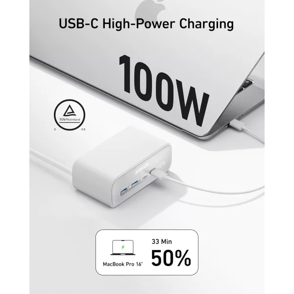 Anker Nano Charging Station100W Max 7in1 USB C Power Strip for iPhone 161514 and MacBook AirPro 5ft Thin Cord3AC 2USB A2USB CPower Delivery Desktop Accessory for HomeampampOfficeBlackWhite