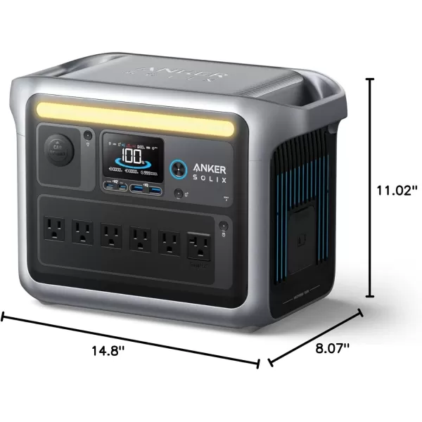 Anker SOLIX C1000 Portable Power Station 1800W Peak 2400W Solar Generator Full Charge in 58 Min 1056wh LiFePO4 Battery for Home Backup Power Outages and Outdoor Camping Optional Solar PanelAnker SOLIX C1000