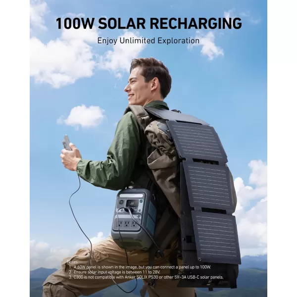 Anker SOLIX C300 Portable Power Station Outdoor 288Wh LiFePO4 Battery 300W 600W Surge Solar Generator 140W TwoWay Fast Charging For Camping Traveling and Emergencies Solar Panel Optional