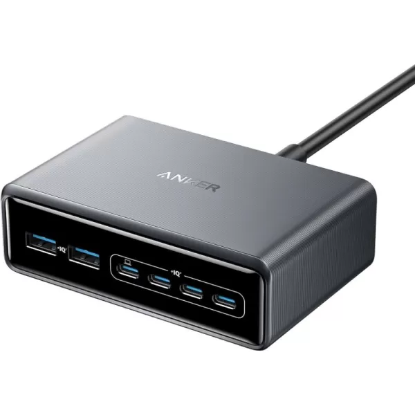 Anker Prime Charger 200W 6Port GaN Charging Station USBC PD Fast Charging Desktop Charger Compatible with iPhone Samsung MacBook Dell and More