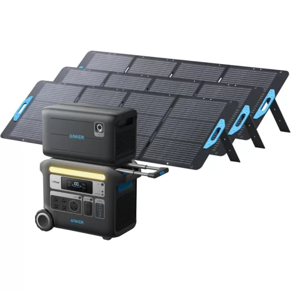 Anker SOLIX F2000 Portable Power Station PowerHouse 767 2048Wh GaNPrime Solar Generator with 200W Solar Panel LiFePO4 Batteries 4 AC Outlets Up to 2400W for Home Power Outage Outdoor CampingAnker SOLIX F2000BP20003200W Solar Panel