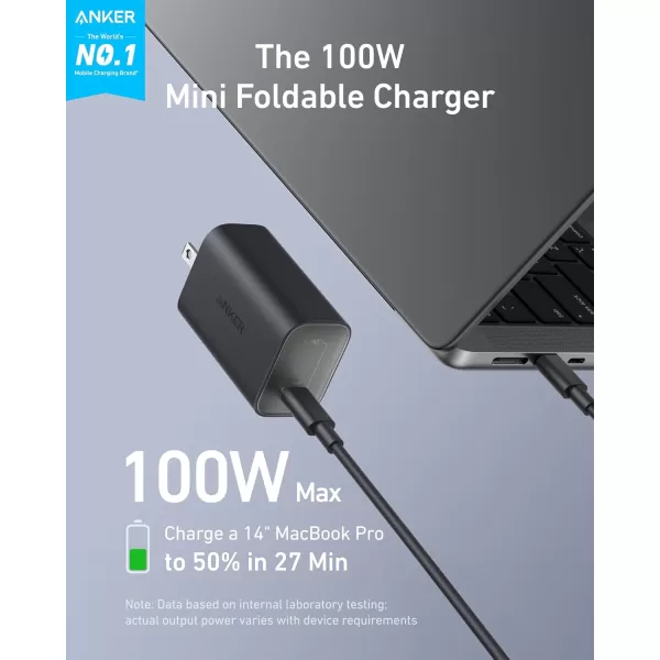 Anker Nano Charger 100W MacBook Charger Foldable Charger for iPhone Series and All USB C Devices 6ft USBC Cable Included Compatible with MagSafeBlack