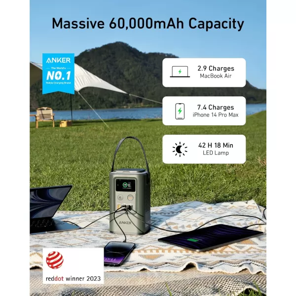 Anker SOLIX C300 DC Power Bank Station Outdoor 288Wh 90000mAh Portable Power Station for Multiple Devices LiFePO4 Battery 300W Solar Generator for Camping Traveling and Emergencies87WGreen