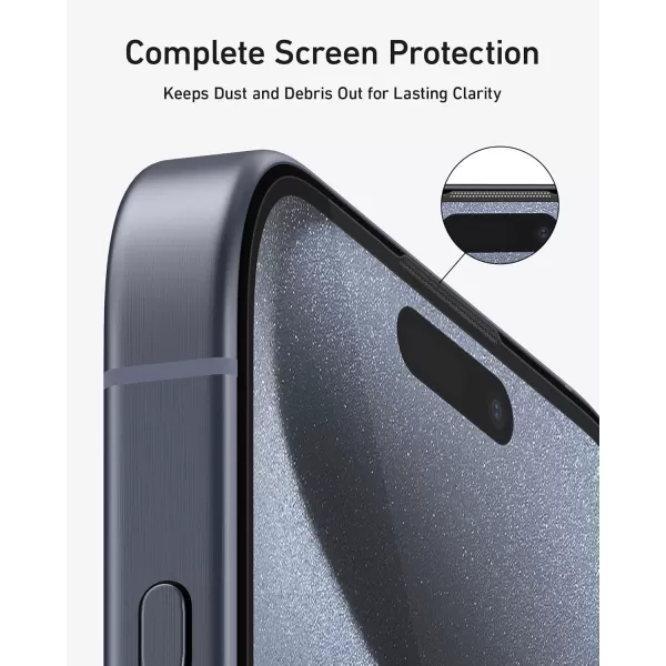 Anker Screen Protector BubbleandDustFree iPhone HD Tempered Glass Durable and DropProof with 9H Hardness Easy Installation Exclusively for iPhone 16 Pro Max 69Inch 2PackCrystalClear