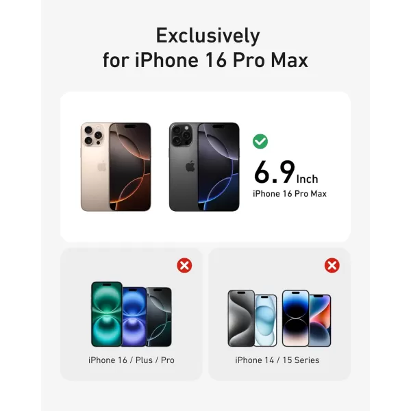 Anker Screen Protector BubbleandDustFree iPhone HD Tempered Glass Durable and DropProof with 9H Hardness Easy Installation Exclusively for iPhone 16 Pro Max 69Inch 2PackCrystalClear