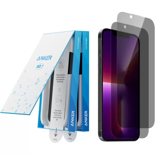 Anker Screen Protector BubbleandDustFree iPhone HD Tempered Glass Durable and DropProof with 9H Hardness Easy Installation Exclusively for iPhone 16 Pro Max 69Inch 2PackPrivacy