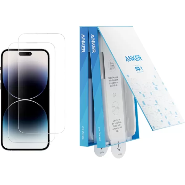 Anker Screen Protector BubbleandDustFree iPhone HD Tempered Glass Durable and DropProof with 9H Hardness Easy Installation Exclusively for iPhone 16 Pro Max 69Inch 2PackCrystalClear