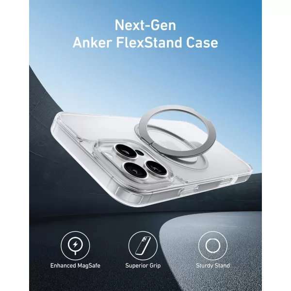 Anker Ultra Magnetic for iPhone Case with Sturdy 360 Ring Stand MilitaryGrade Shockproof Kickstand Compatible with MagSafe for iPhone 16 Pro Max BlackClear