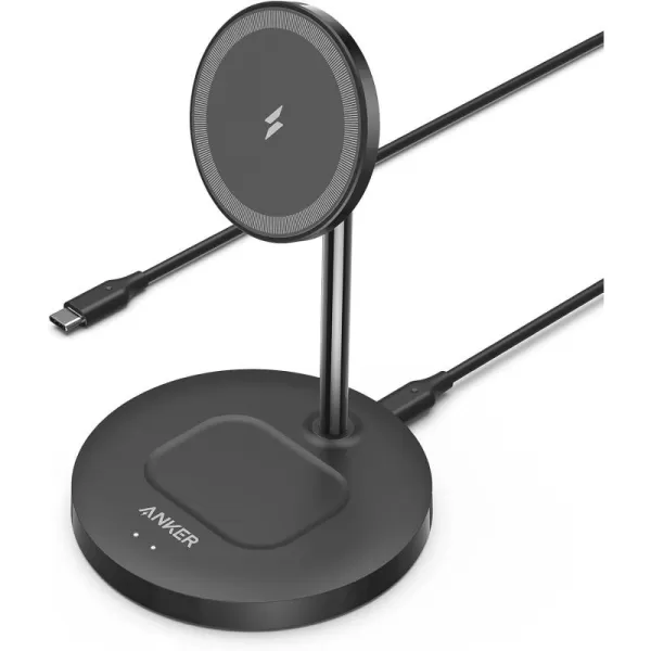 Anker MagSafe Compatible MagGo Charger Stand iPhone 16 Wireless Charger 2in1 Charging Station Qi2 Certified 15W Wireless Charger Stand for iPhone 1615141312 AirPods Pro No AC AdapterBlack