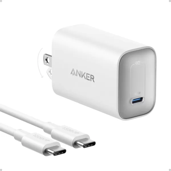 Anker Nano Charger 100W MacBook Charger Foldable Charger for iPhone Series and All USB C Devices 6ft USBC Cable Included Compatible with MagSafeWhite