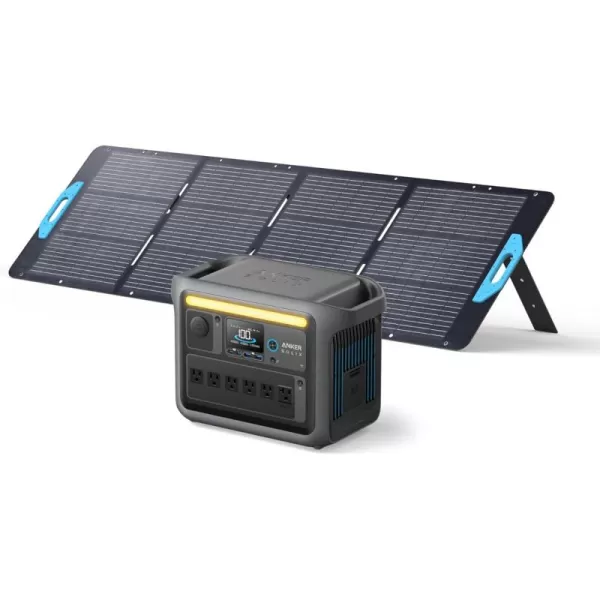 Anker SOLIX C1000 Portable Power Station with 200W Solar Panel 1800W Solar Generator 1056wh LFP LiFePO4 Battery 6 AC Outlets Up to 2400W for Home Power Outages and Outdoor Camping