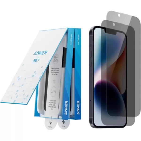 Anker Screen Protector BubbleandDustFree iPhone HD Tempered Glass Durable and DropProof with 9H Hardness Easy Installation Exclusively for iPhone 16 Pro Max 69Inch 2PackPrivacy