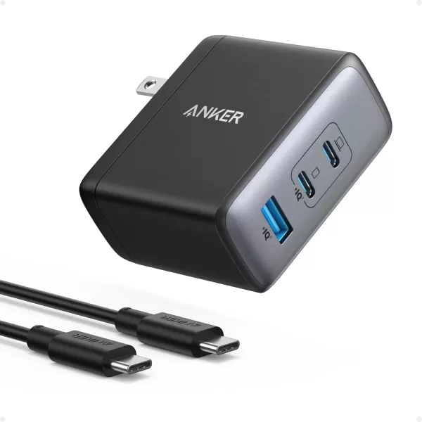 Anker 100W USB C Charger Block GaN II 3 Port Fast Compact Wall Charger for MacBook Dell XPS iPad Pro Galaxy S24 iPhone 1615 and More SeriesBlack