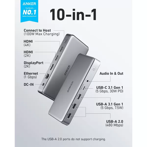 Anker 10in1 USB C Docking Station with Dual HDMI and DisplayPort  For Windows Laptops and MacBook AirPro 1316 inch