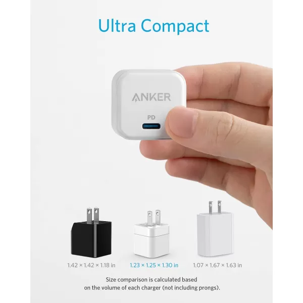 Anker 20W Fast USB C Charger with Foldable Plug PowerPort III 20W Cube Charger for iPhone 16 Series Galaxy Pixel iPad Cable Not Included1 pack