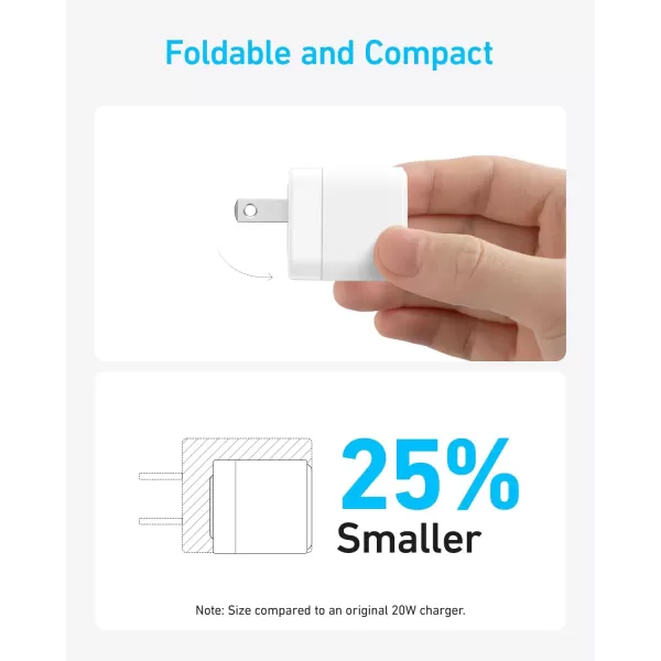 Anker 20W Fast USB C Charger with Foldable Plug PowerPort III 20W Cube Charger for iPhone 16 Series Galaxy Pixel iPad Cable Not Included2 pack  2 cable