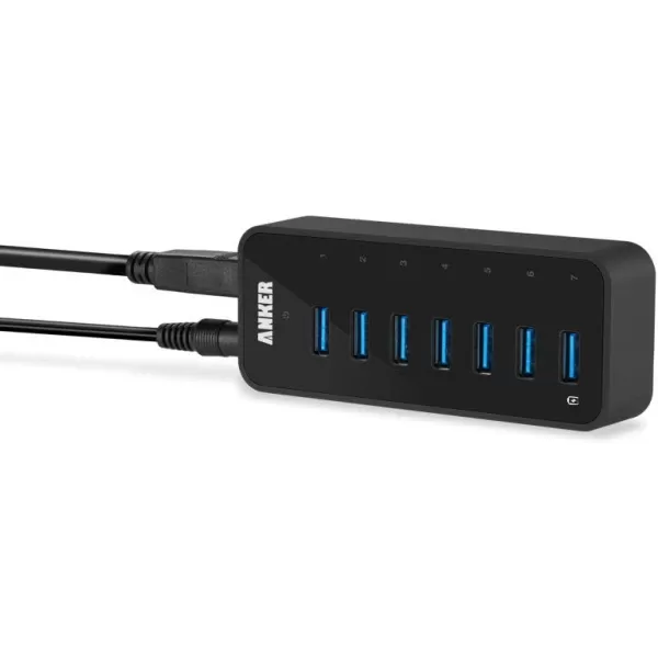 Anker 7Port USB 30 Data Hub with 36W Power Adapter and BC 12 Charging Port for iPhone 76s Plus iPad Air 2 Galaxy S Series Note Series Mac PC USB Flash Drives and More