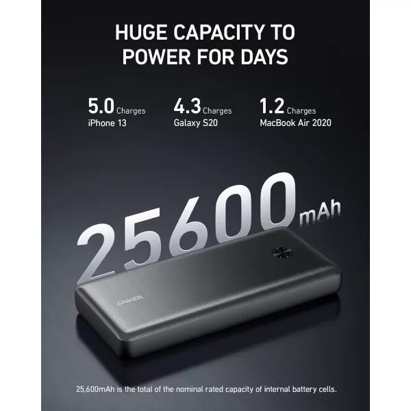 Anker Power Bank 25600mAh Portable Charger 87W Bundle with 65W USBC Wall Charger Works for MacBook Pro Dell XPS Microsoft Pixelbook iPhone 13 series Samsung iPad Pro and MorePower Bank