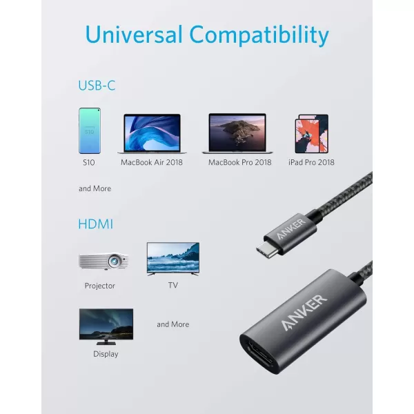 Anker USB C to HDMI Adapter 60Hz 310 USBC 4K HDMI Aluminum Portable for MacBook Pro Air iPad pROPixelbook XPS Galaxy and MoreBlack