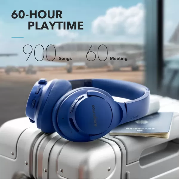 Soundcore Anker Life Q20 Hybrid Active Noise Cancelling Headphones Wireless Over Ear Bluetooth Headphones 60H Playtime HiRes Audio Deep Bass Memory Foam Ear Cups for Travel Home OfficeBlue