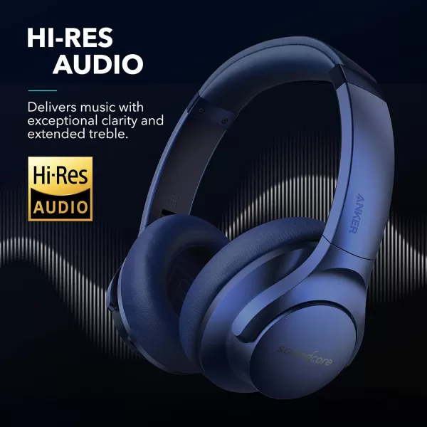 Soundcore Anker Life Q20 Hybrid Active Noise Cancelling Headphones Wireless Over Ear Bluetooth Headphones 60H Playtime HiRes Audio Deep Bass Memory Foam Ear Cups for Travel Home OfficeBlue